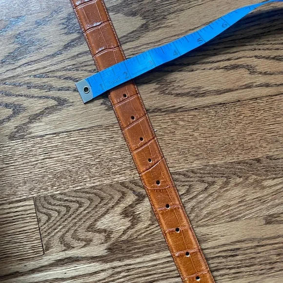 Brown Leather Aligator Belt with Gold Buckle Size 36